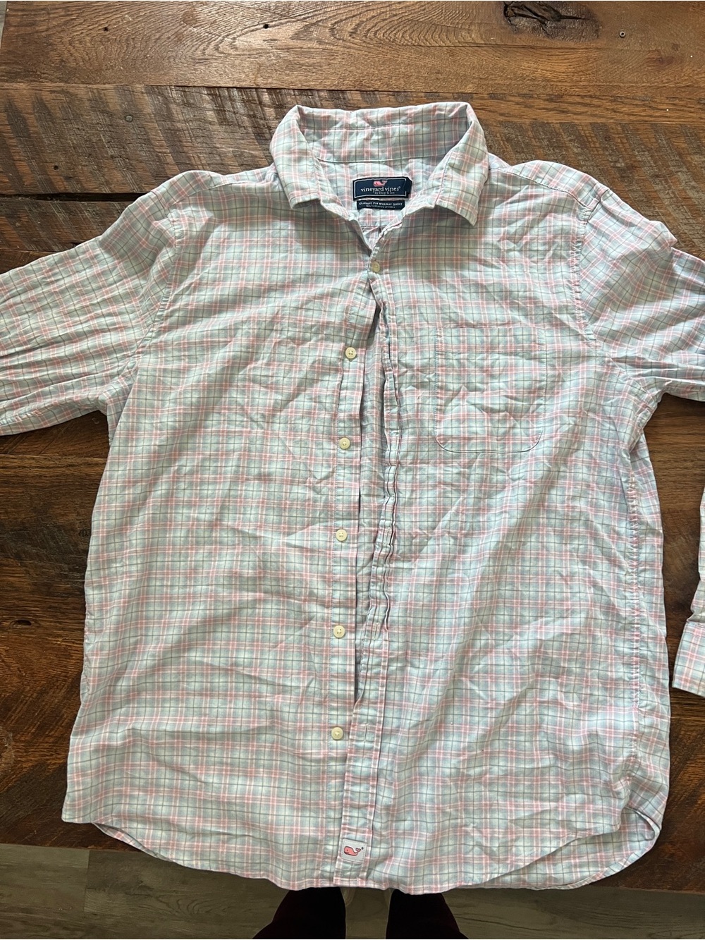 Vineyard Vines Men's Light Pink & White Plaid Button-Up Shirt Murray Fit